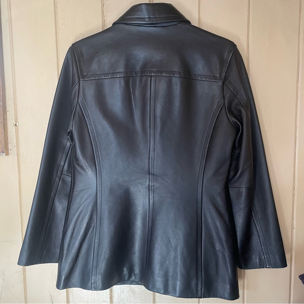 COACH Leather Longline Jacket Sleek Size Small - Picture 4 of 5